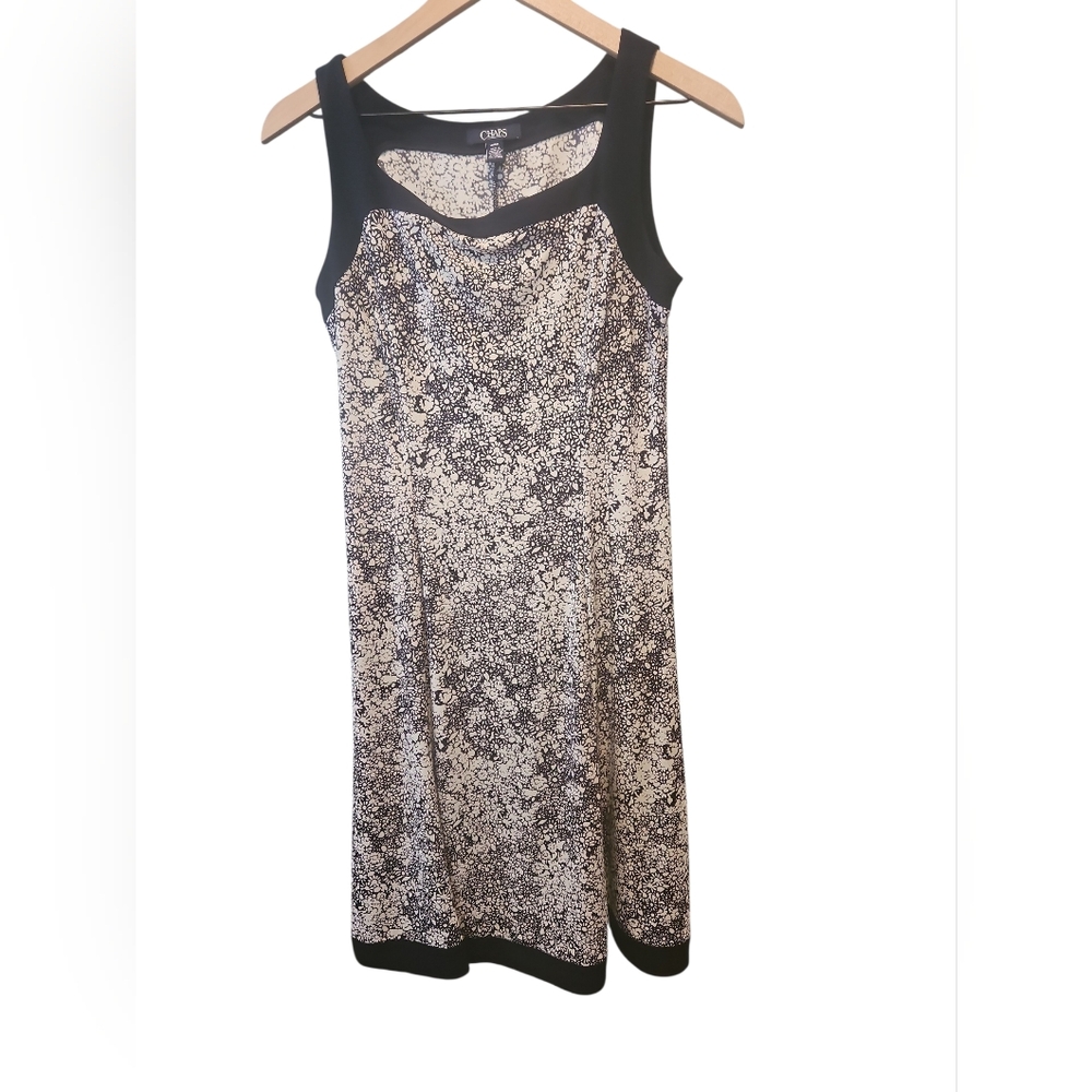 Chaps Navy And White Sleeveless Floral Dress Size Med